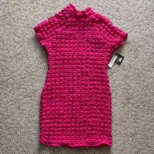 Planet Gold Fuchsia Purple Mock Neck Dress